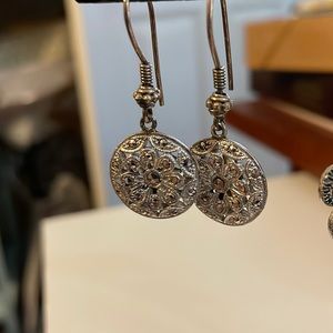 Cut steel old button Floral earrings
